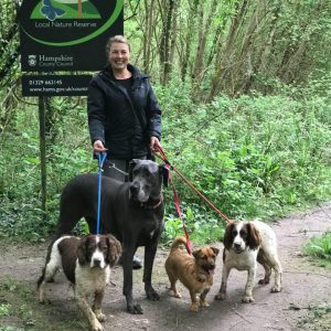 Lianne Manger, Dog Walker in Wickham, out with her home boarding dogs